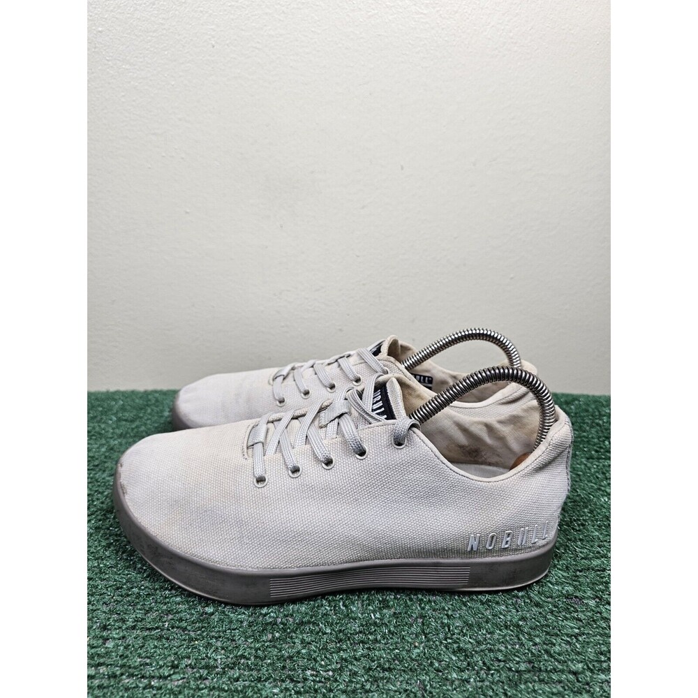 NOBULL Canvas Trainer Shoes Lace Up Beige Gray Womens Size 9.5 Mens 8